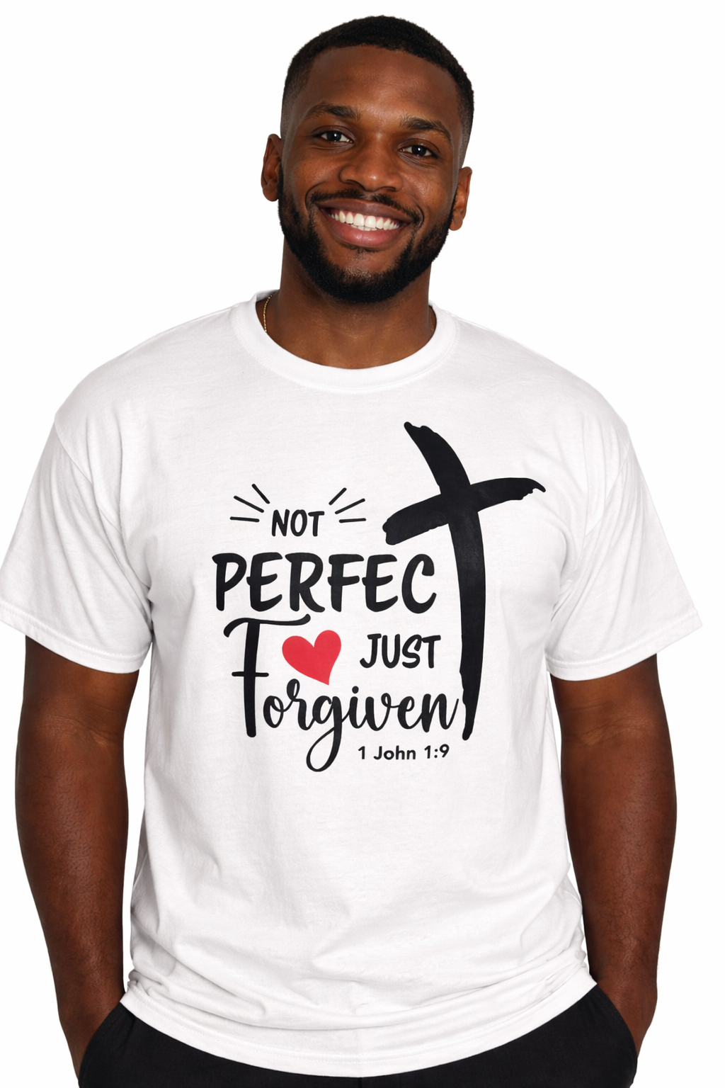 Not Perfect Just Forgiven Christian T-Shirt – 1 John 1:9 Faith Tee