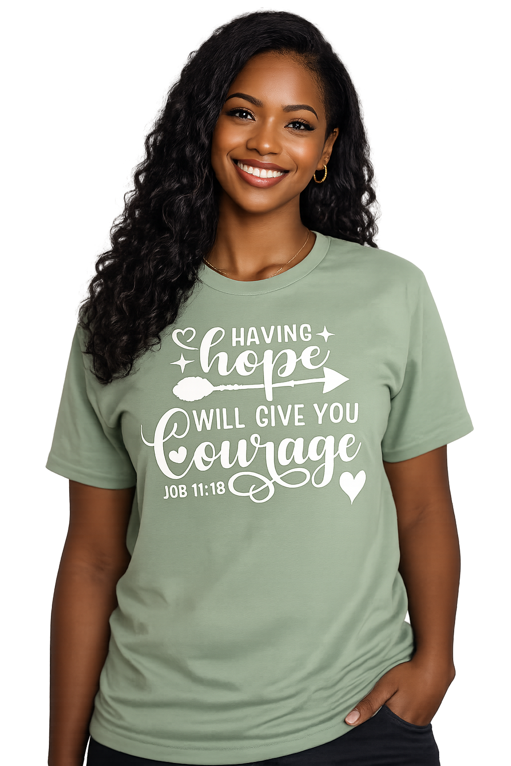 Having Hope Will Give You Courage Christian T-Shirt – Job 11:18 Faith Tee